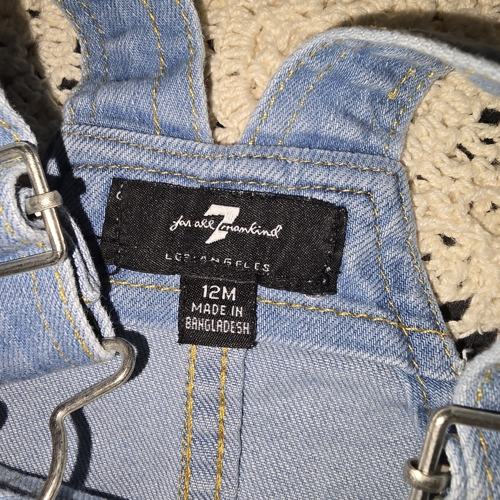 7 For All Mankind, Denim Overalls, Girls 12M, Coveralls Blue Jean - Picture 2 of 6